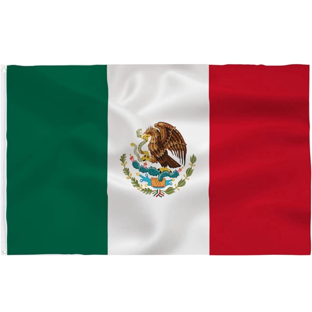 Mexico Flag 3x5 Foot- Mexican National Flags Indoor/Outdoor Quality Polyester